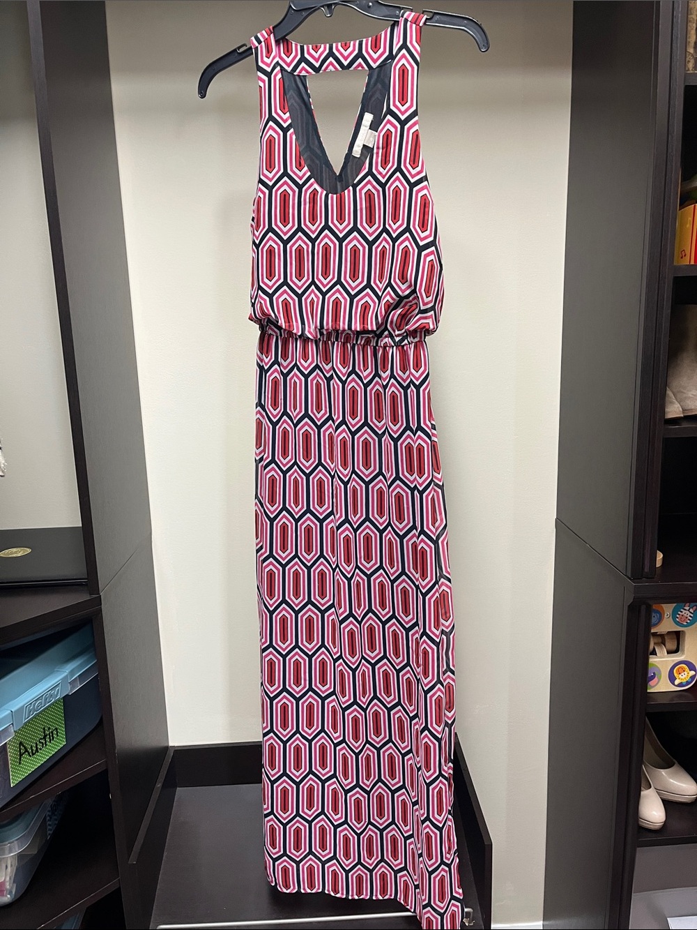 Banana Republic Pink & Black Geometric Maxi Dress